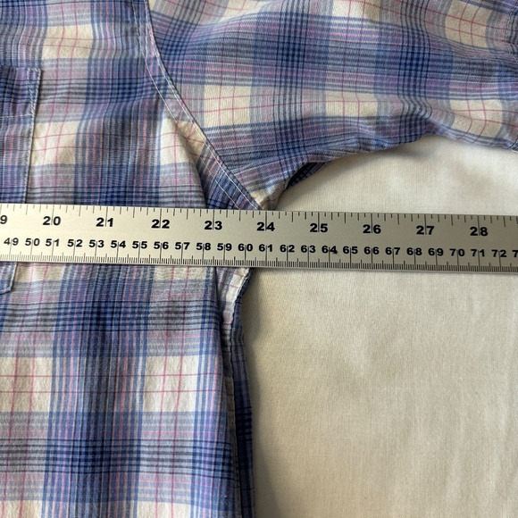 Haggar‎ Clothing Men's Plaid Short Sleeve Button Up Shirt Blue X-Large Stretch - Picture 8 of 11